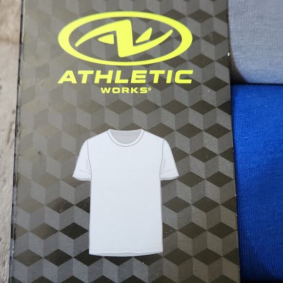 Athletic Works Mens 3 Pack Crew Tees Size 2XL Black, Blue, Gray Moisture Wicking - Picture 2 of 7